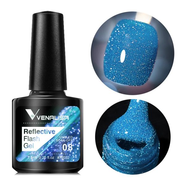 Disco Gel Neon Blau Glitzer Nagel